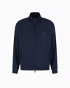 Giorgio Armani Zip-front Logo-embroidered Bomber Jacket In Blue