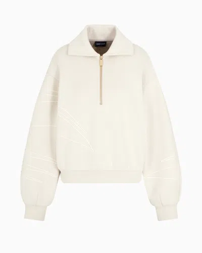 Giorgio Armani Cotton And Linen-blend Jersey Sweatshirt In White