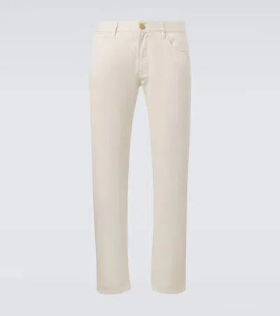 Giorgio Armani Cotton And Silk Straight Pants In White