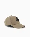 Giorgio Armani Cotton Baseball Cap With Leather Logo In Beige