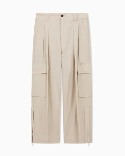 Giorgio Armani Cotton Blend Cargo Trousers In Brown