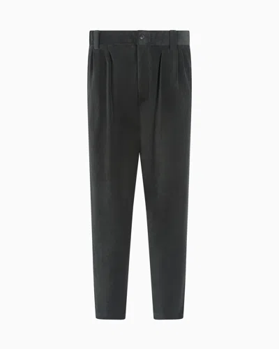 Giorgio Armani Cotton-blend Single-darted Trousers In Green