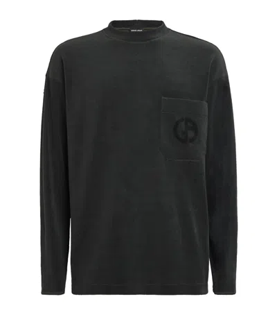 Giorgio Armani Cotton-blend Terry Sweatshirt In Green