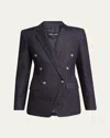 Giorgio Armani Denim Collection Double-breasted Jacket In Stretch Denim In Black