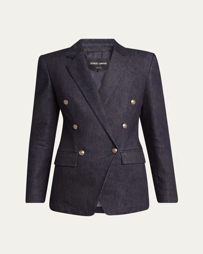 Giorgio Armani Cotton-cashmere Denim Double-breasted Blazer