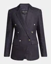 Giorgio Armani Denim Collection Double-breasted Jacket In Stretch Denim In Black