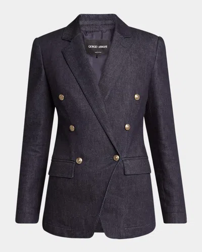Giorgio Armani Cotton-cashmere Denim Double-breasted Blazer