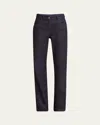 Giorgio Armani Cotton-cashmere Denim Straight-leg Trousers In Black