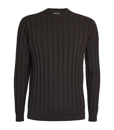 Giorgio Armani Cotton-cashmere-silk Sweater In Black