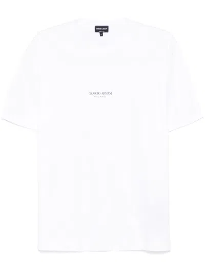 Giorgio Armani Logo Crew Neck T-shirt In White