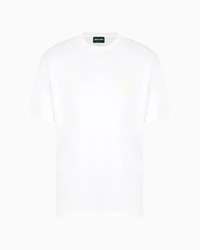 Giorgio Armani Official Store T-shirt Ras-du-cou En Interlock De Coton In Blanc