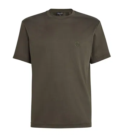 Giorgio Armani Cotton Interlock Logo T-shirt In Green