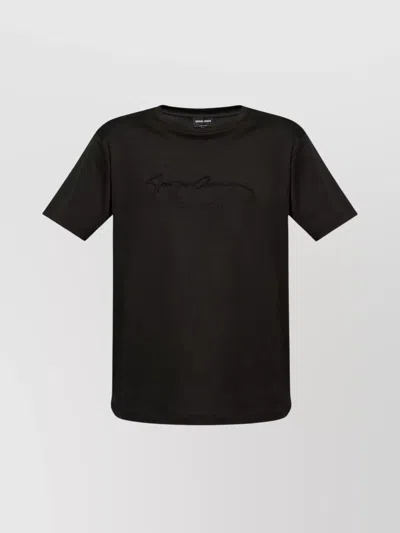 GIORGIO ARMANI COTTON INTERLOCK SIGNATURE LOGO T-SHIRT