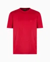 Giorgio Armani Cotton-interlock T-shirt With Embroidered Logo In Red