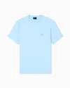 Giorgio Armani Cotton-interlock T-shirt With Embroidered Logo In Blue