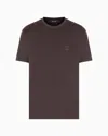 Giorgio Armani Cotton-interlock T-shirt With Embroidered Logo In Brown