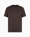 Giorgio Armani Official Store Cotton-interlock T-shirt With Embroidered Logo In Brown