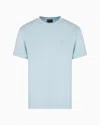Giorgio Armani Cotton-interlock T-shirt With Embroidered Logo In Light Blue