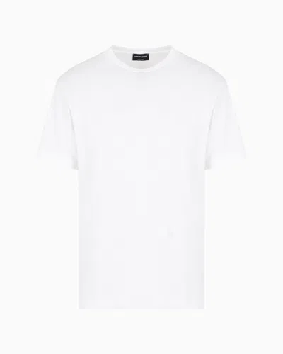 Giorgio Armani Pure Cotton Interlock Signature Logo T-shirt In White