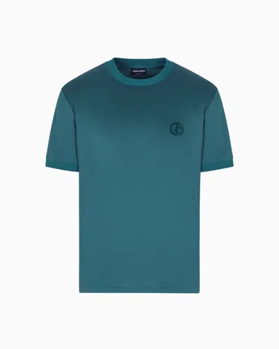 Giorgio Armani Cotton-interlock T-shirt With Ga Logo Embroidery In Green