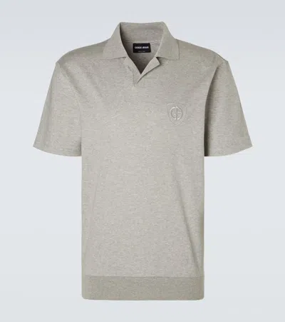 Giorgio Armani Cotton Jersey Polo Shirt In Gray