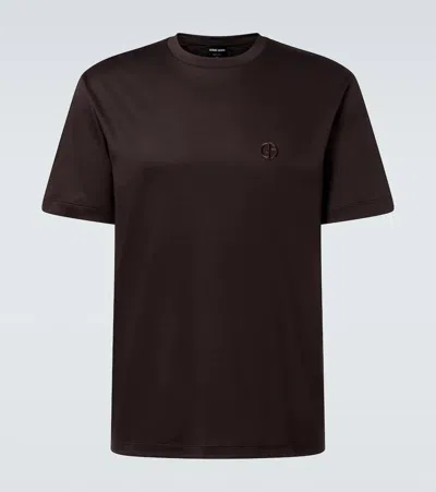 Giorgio Armani Cotton Jersey T-shirt In Brown