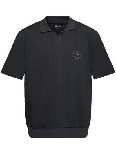 Giorgio Armani Cotton Polo Shirt In Black