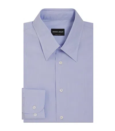 Giorgio Armani Cotton Poplin Shirt In Blue