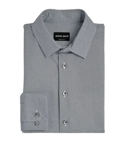 Giorgio Armani Cotton Seersucker Shirt In Blue