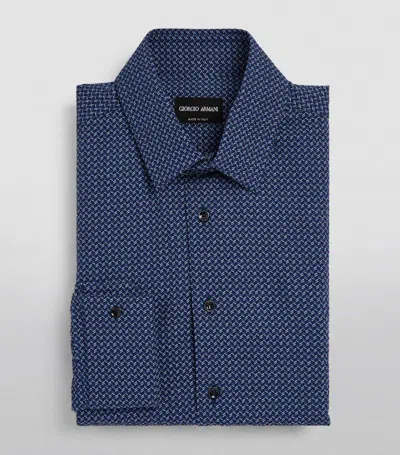 Giorgio Armani Cotton Seersucker Shirt In Grey