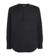 Giorgio Armani Cotton Shawl-collar Shirt In Black