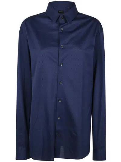 Giorgio Armani Cotton Shirt In Blue