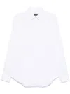 Giorgio Armani Tailored Cotton Shirt With Cuffed Sleeves And Curved Hem In White