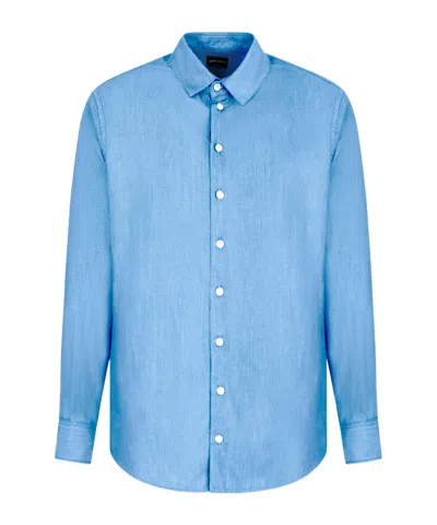 Giorgio Armani Cotton Shirt In Blue