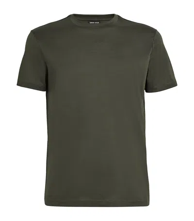 Giorgio Armani Cotton-silk T-shirt In Green