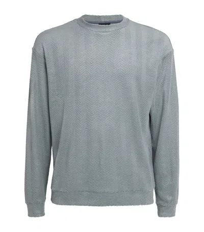 Giorgio Armani Cotton-silk Textured Jumper In Grey