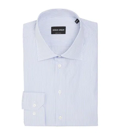 Giorgio Armani Cotton Striped Shirt In Grey