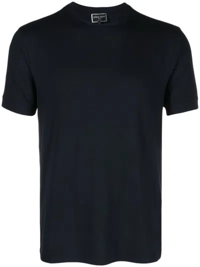 Giorgio Armani V-neck Solid T-shirt In Black