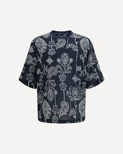 Giorgio Armani Cotton T Shirt With All Over Pattern In Multi