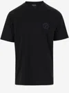 Giorgio Armani Embroidered Logo Crewneck T-shirt In Black