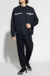 Giorgio Armani Navy Embroidered Sweater In Navy Blue