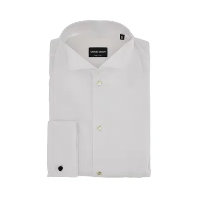 Giorgio Armani Cotton Tuxedo Shirt In White