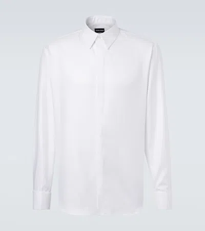 Giorgio Armani Regular-fit Shirt In Luxury Striped Cotton In White