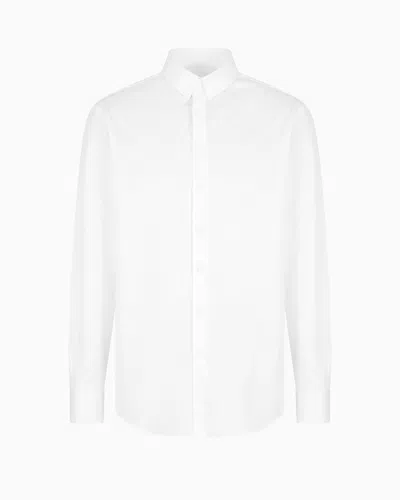 Giorgio Armani Official Store Cotton Twill Shirt In White