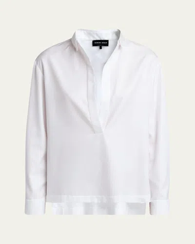 Giorgio Armani Casual Shirts In Solid White