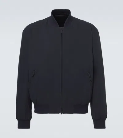 Giorgio Armani Cotton-blend Bomber Jacket In Black