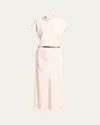 Giorgio Armani Official Store Marocain Glittery Silk Midi Dress In Solid Light/pastel P