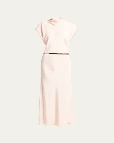 Giorgio Armani Official Store Marocain Glittery Silk Midi Dress In Pink