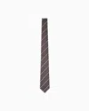 Giorgio Armani Cravate En Soie Jacquard Regimental In Brown