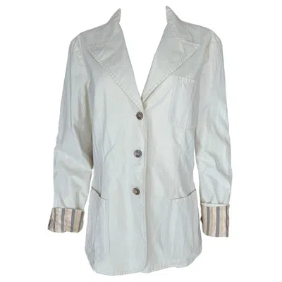 Pre-owned Giorgio Armani Cream Blazer Jacket In White